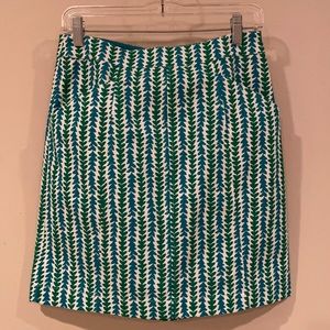 Mini Boden Green and White Patterned Skirt